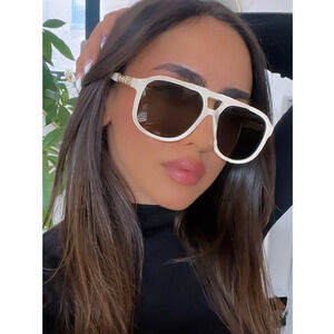 NEW Gucci GG1188S Ivory Gold Logo Aviator Sunglasses